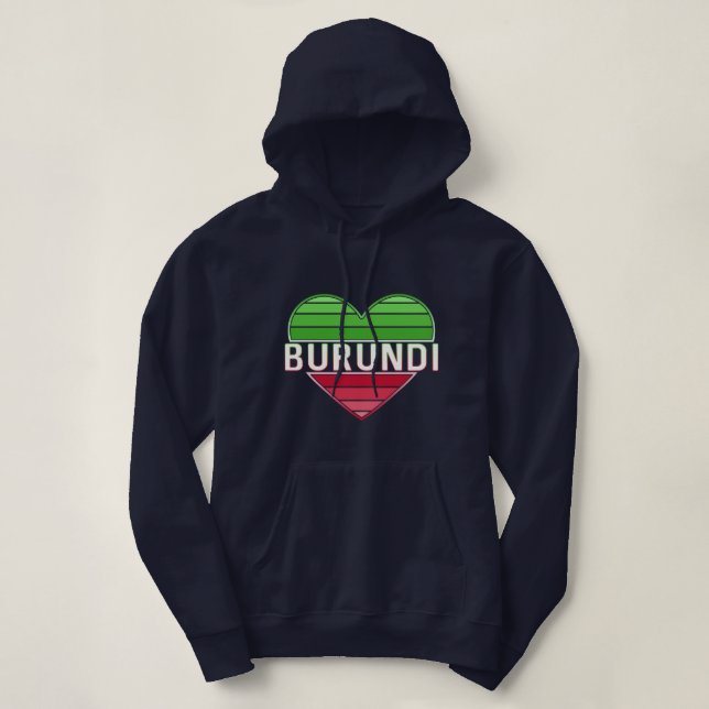 Moletom Eu Amo Burundi, Coração Burundi (Frente do Design)