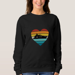 Moletom Eu Amo Capitão de Iate Navio Pôr do Sol Retrô