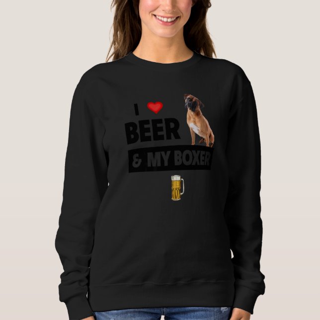 Moletom Eu Amo Cerveja E Meu Cachorro-Boxer Mãe Pai Propri (Frente)