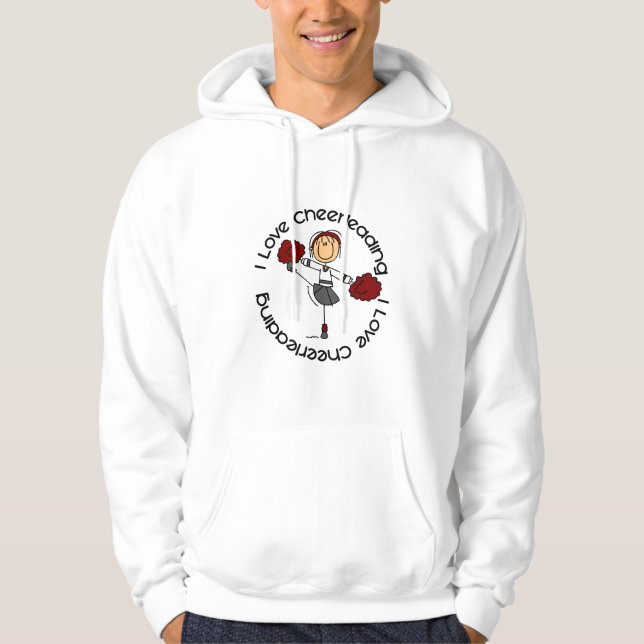 Moletom Eu amo Cheerleading a figura cheerleader da vara (Frente)
