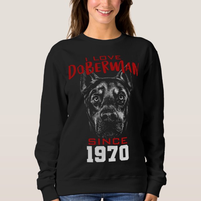Moletom Eu amo doberman desde 1970 (Frente)
