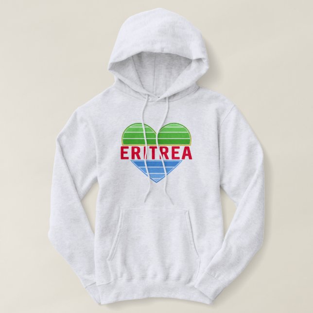 Moletom Eu Amo Eritreia, Coração Eritreia (Frente do Design)