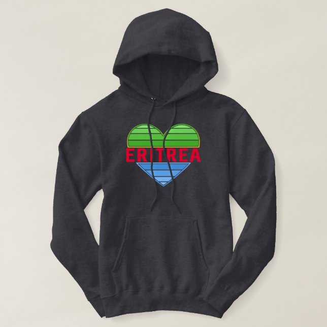 Moletom Eu Amo Eritreia, Coração Eritreia (Frente do Design)