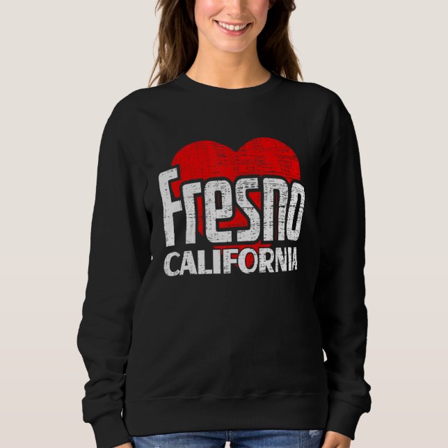 Moletom Eu Amo Fresno California Retro Big Heart Fresno Va (Frente)