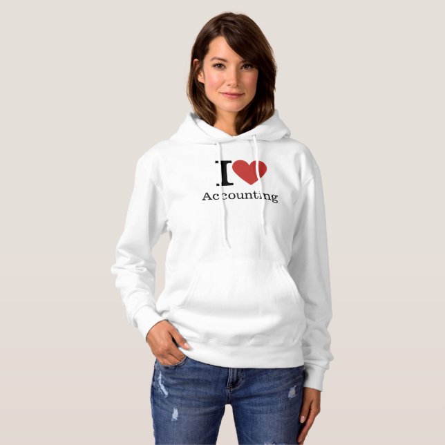 Moletom Eu ❤️ Amo HOODIE Contabilístico - Departamento Con (Frente Completa)