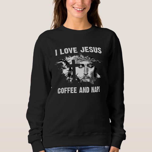 Moletom Eu Amo Jesus Café E Sonecas Eu Santo Deus (Frente)