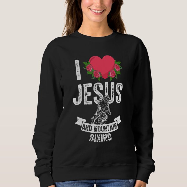 Moletom Eu Amo Jesus E Bicicleta De Montanha (Frente)