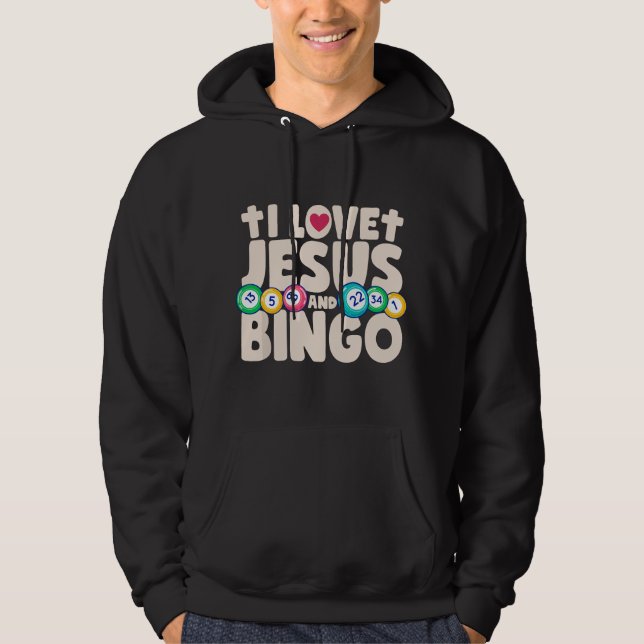 Moletom Eu Amo Jesus E Bingo Jogos de Tabuleiro Cruz Crist (Frente)