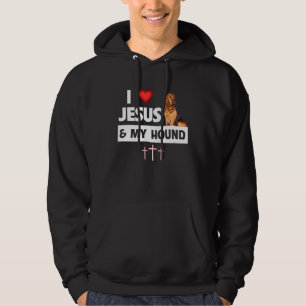 Moletom Eu Amo Jesus e Meu Cachorro de Caça Bloodhound Mãe