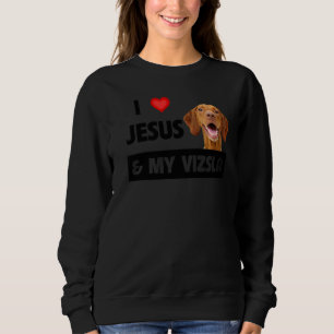 Moletom Eu Amo Jesus E Meu Cachorro Vizsla Mãe Pai Christi