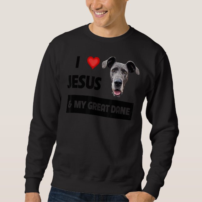 Moletom Eu Amo Jesus E Meu Grande Cachorro De Dane Mãe E P (Frente)