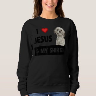Moletom Eu Amo Jesus E Meu Shih Tzu Mãe Pai Cão Cristão