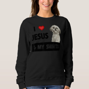 Moletom Eu Amo Jesus E Meu Shih Tzu Mãe Pai Cão Cristão