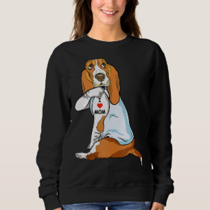 Moletom Eu Amo Mamãe Tatto Basset Hound Mãe Cachorro Mulhe