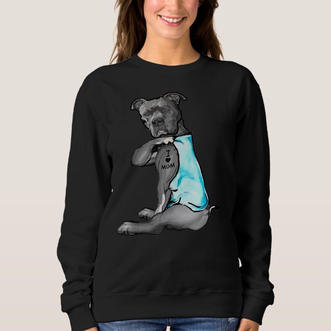 Moletom Eu Amo Mamãe Tattoo Pitbull Cão Lover Mulheres Pit (Frente)