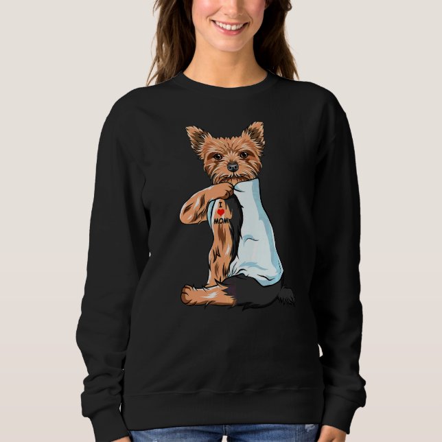 Moletom Eu Amo Mamãe Tattoo Yorkshire Terrier Mãe Cachorro (Frente)
