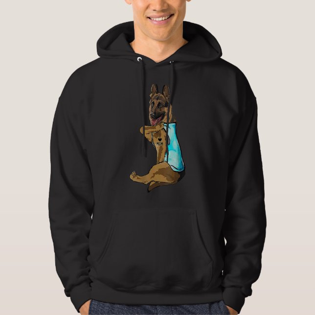 Moletom Eu Amo Mamãe Tatuagem German shepherd Mãe Cachorro (Frente)