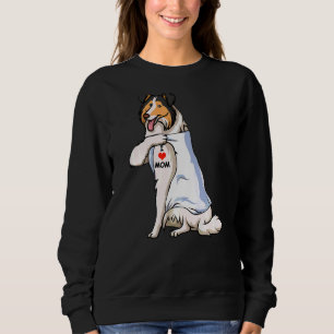 Moletom Eu Amo Mamãe Tatuar Collie Mãe Cachorro Mulheres
