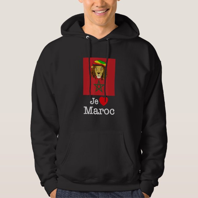 Moletom Eu Amo Marrocos, Leões Marroquinos Legais com Ilus (Frente)