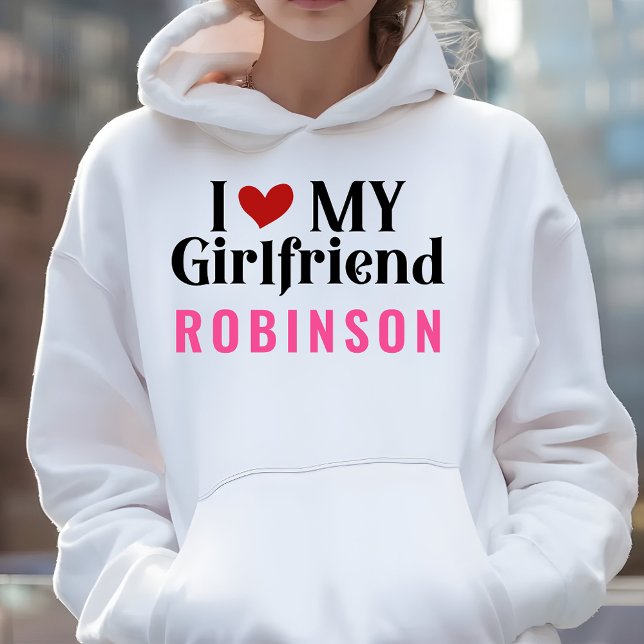 Moletom Eu Amo Meu Branco Elegante Namorada (Criador carregado)