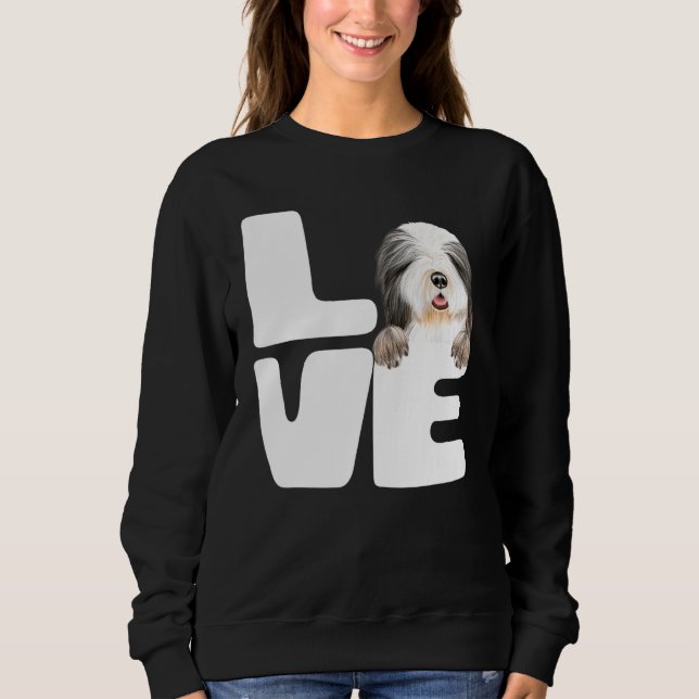 Moletom Eu Amo Meu Cachorro Bearded Collie (Frente)