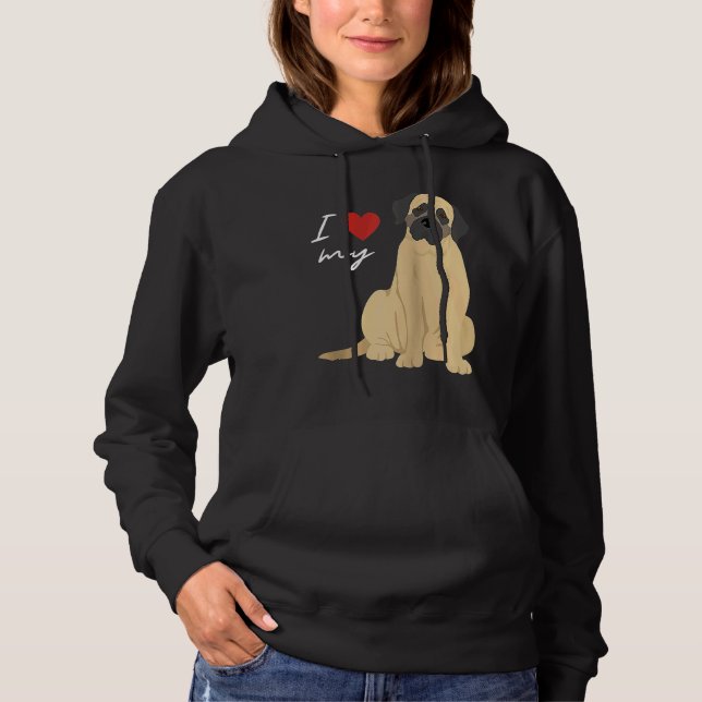 Moletom Eu Amo Meu Cachorro Mastiff Raglan Baseball (Frente)