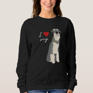 Moletom Eu Amo Meu Cachorro Schnauzer Cinza e Branco