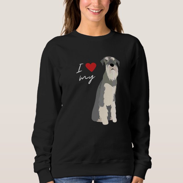 Moletom Eu Amo Meu Cachorro Schnauzer Cinza e Branco (Frente)
