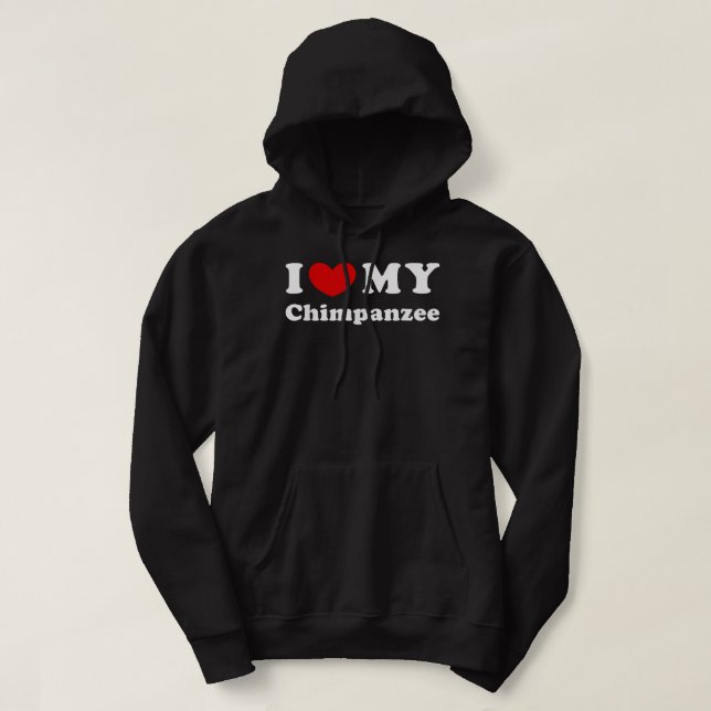 Moletom Eu Amo Meu Chimpanzé Eu Corto Meu Chimpanzé (Frente do Design)