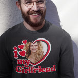 Moletom Eu Amo Meu Creme Preto Personalizado Namorada<br><div class="desc">Eu amo minha camisa Namorada - carregue uma foto para o dentro</div>