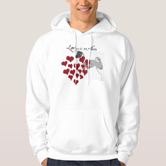 Moletom Eu amo meu Hoodie de Akita (Frente)
