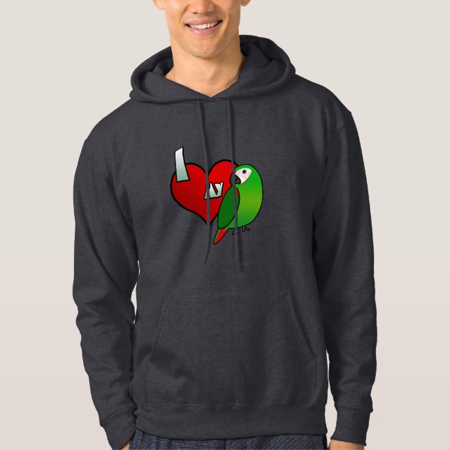 Moletom Eu amo meu Hoodie severo do Macaw (Frente)