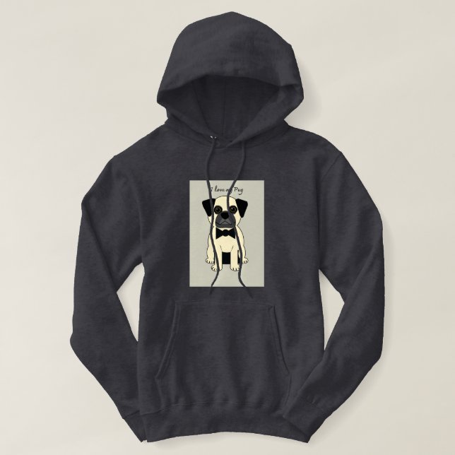 Moletom Eu Amo Meu Pug (Frente do Design)