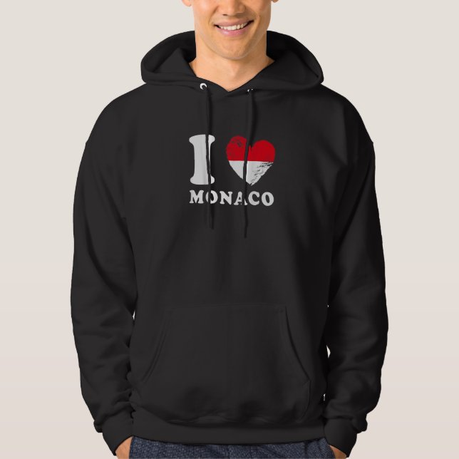 Moletom Eu Amo Mônaco  Bandeira em forma de coração Mônaco (Frente)