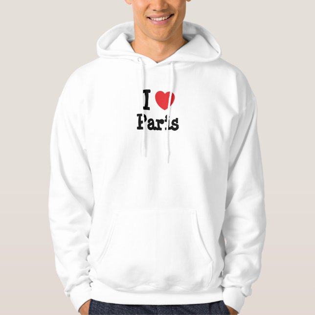 Moletom Eu amo Paris coração personalizado personalizado (Frente)