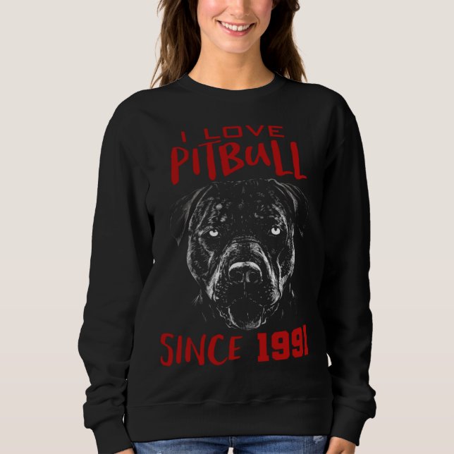 Moletom Eu amo pitbull desde 1991 (Frente)