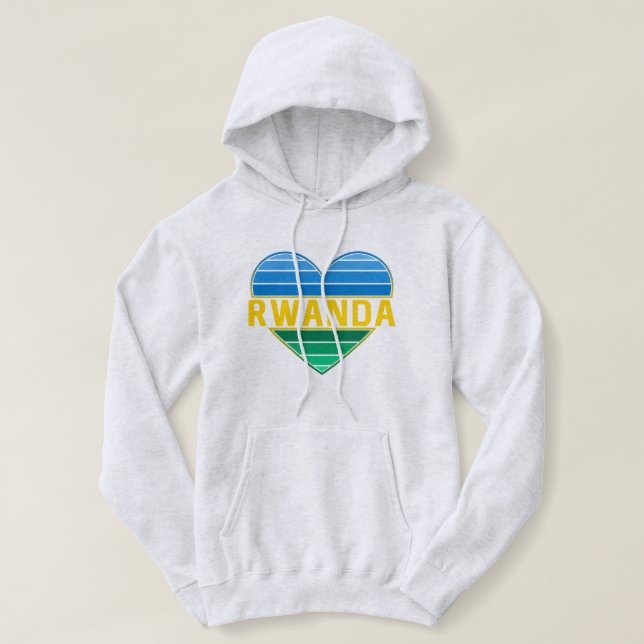 Moletom Eu Amo Ruanda, Ruanda Ruandese Heart (Frente do Design)