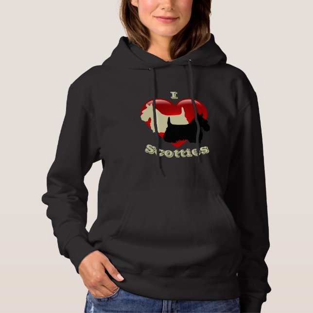 Moletom Eu amo Scottish Terriers, preto e trigo (Frente)