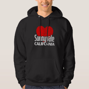 Moletom Eu Amo Sunnyvale Califórnia Retro Grande Coração F