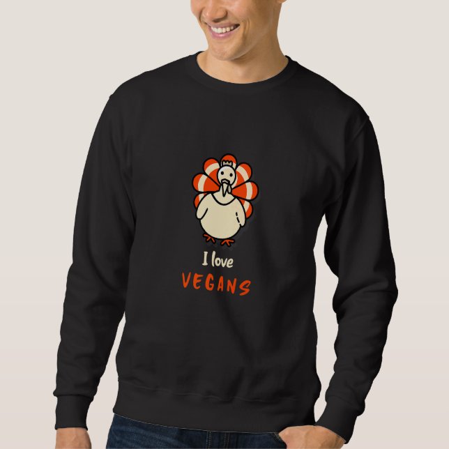 Moletom Eu Amo Vegans No Dia De Ação De Graças Com A Turqu (Frente)
