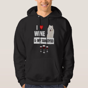 Moletom Eu Amo Vinho e Meu Samoyed Pastoreando Patas Mãe P
