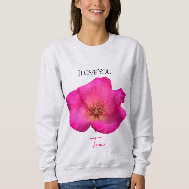 Moletom Eu Amo Você - Rosa - Personalizado de Valentines   (Frente)