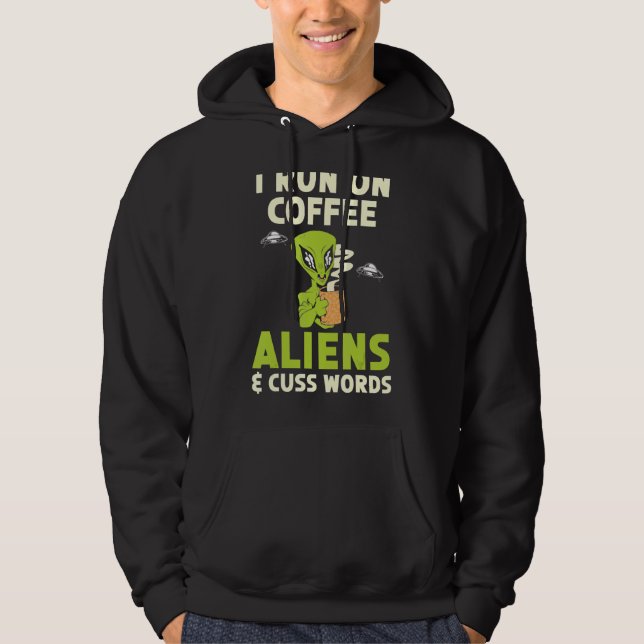 Moletom Eu Corro Em Aliens De Café E Palavras Criptid Alin (Frente)