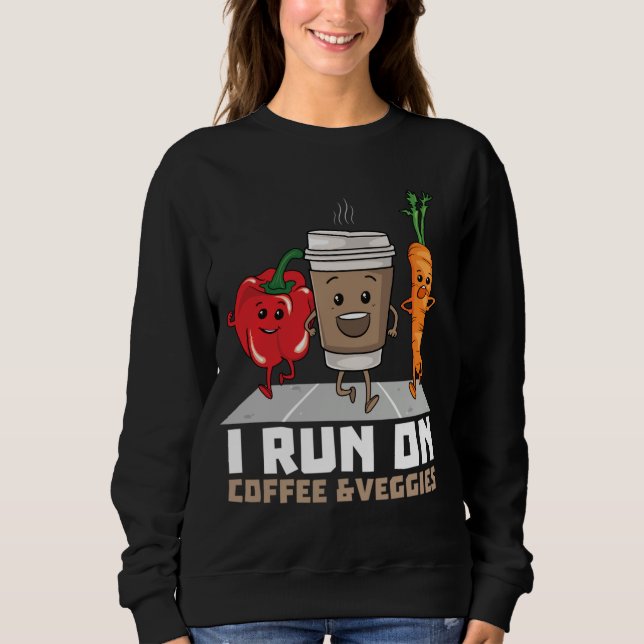 Moletom Eu corro no café e veggies Vegan Runner Vegetaria (Frente)