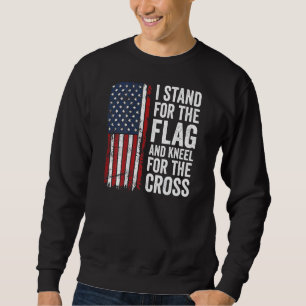 Moletom Eu Defendo A Bandeira E O Kneel Para A Cruz Em B