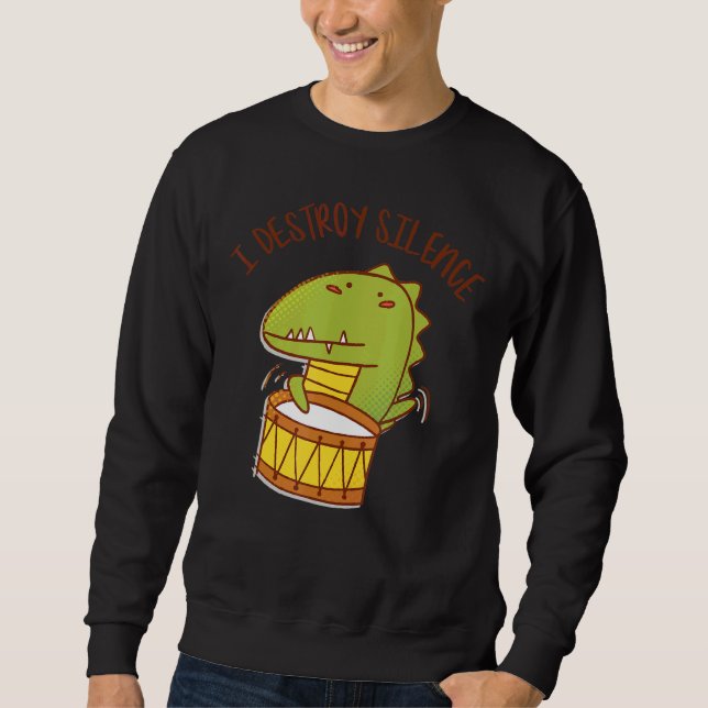 Moletom Eu Destruo Silence Rockstar Alligator Tocando Tamb (Frente)