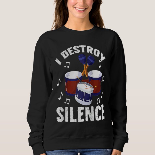 Moletom Eu Destruo Silêncio Tambores Percussionista Raglan (Frente)