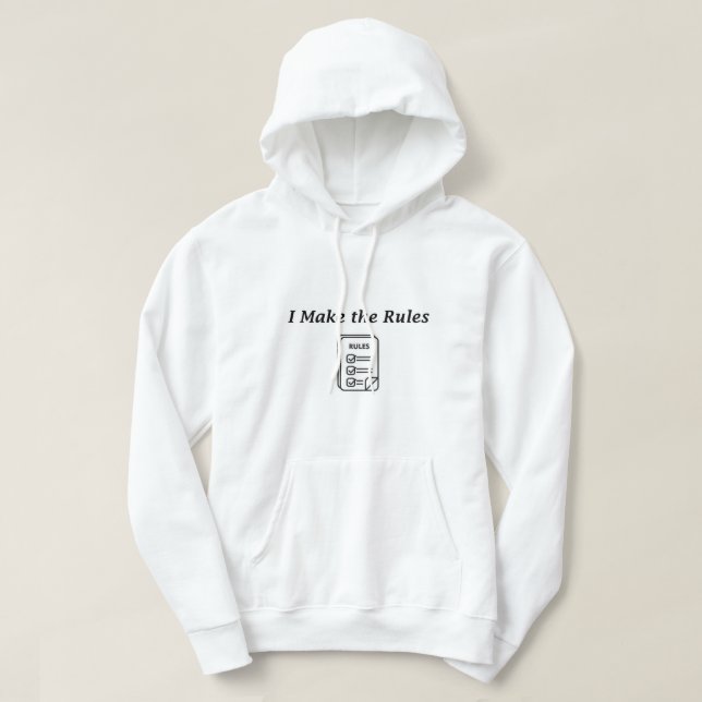 Moletom "Eu faço as regras" Engraçado Hoodie Masculina - E (Frente do Design)