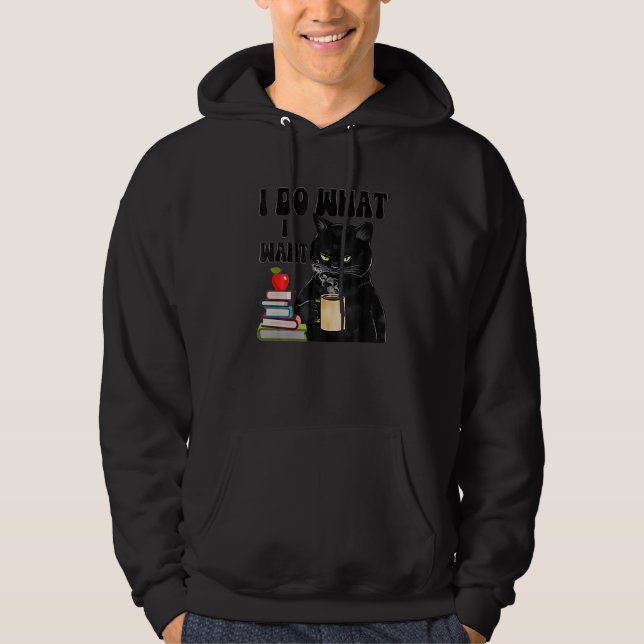 Moletom Eu Faço O Que Quero Com Café E Livros Da Black Cat (Frente)
