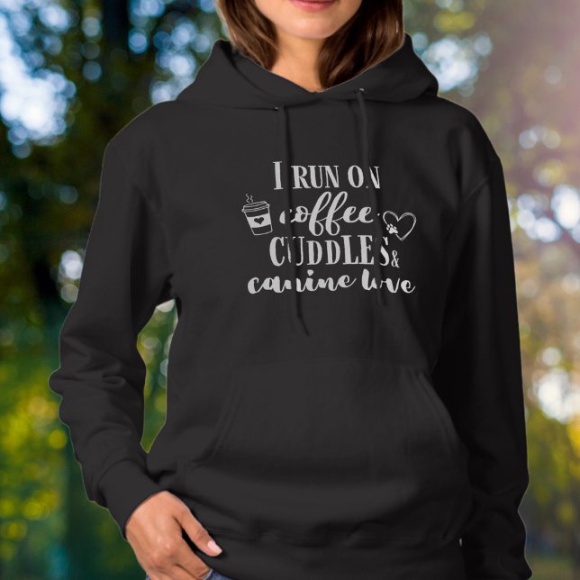 Moletom Eu Funciono com Café, Abraços e Amor Canino Branco (Criador carregado)